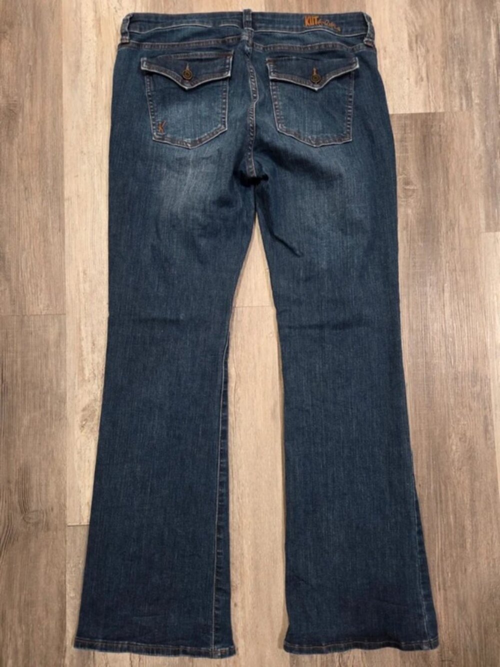 Y2K Style Kut from the Kloth Dark Blue Denim Flared Wide Legged Jeans Size 12 - Picture 2 of 5